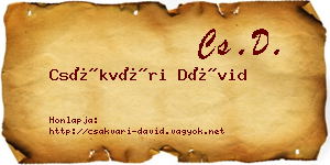 Csákvári Dávid névjegykártya